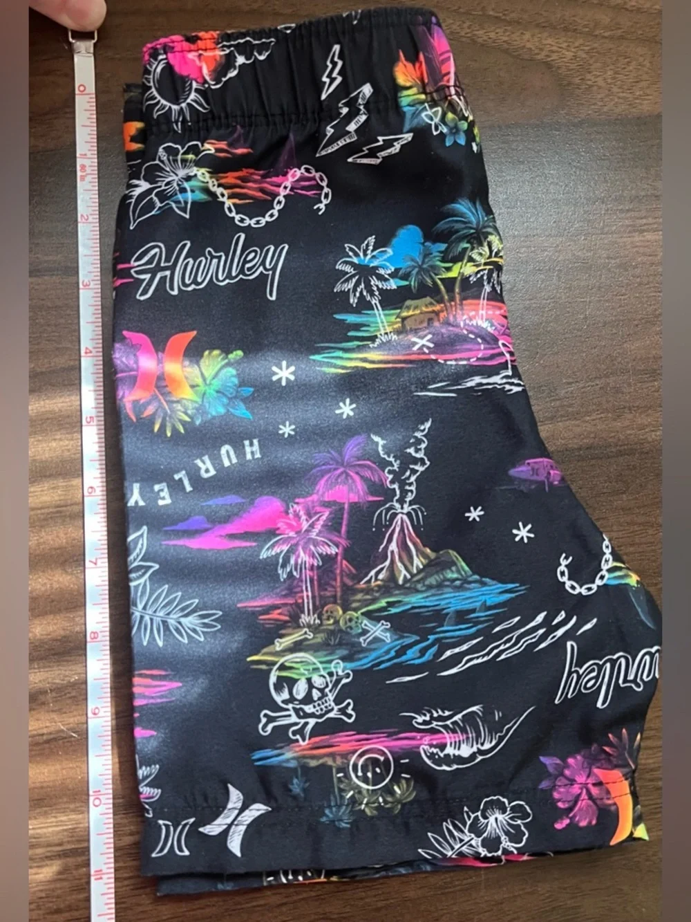 Hurley Black Swim Shorts with Neon Tropical Print
